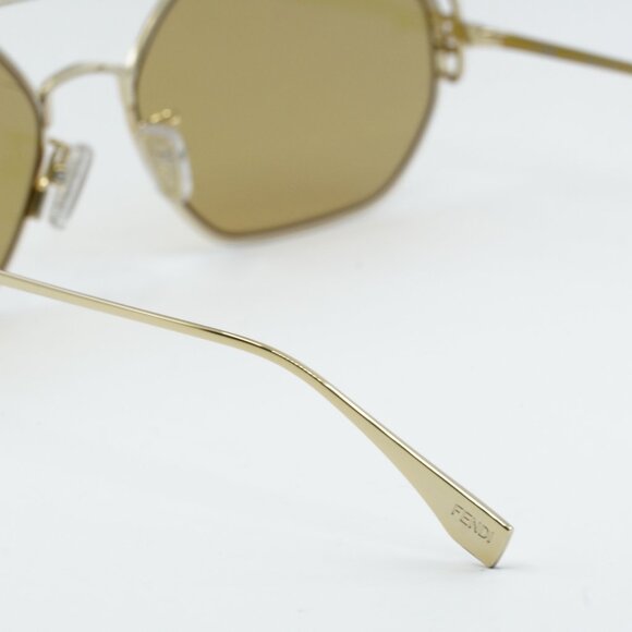 Fendi FE40039U 10L Sunglasses Gold Geometric Frame, Yellow Mirror Lenses main image 2